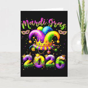 Mardi Gras Frohe 2026 Narrenhut New Orleans Männer Karte