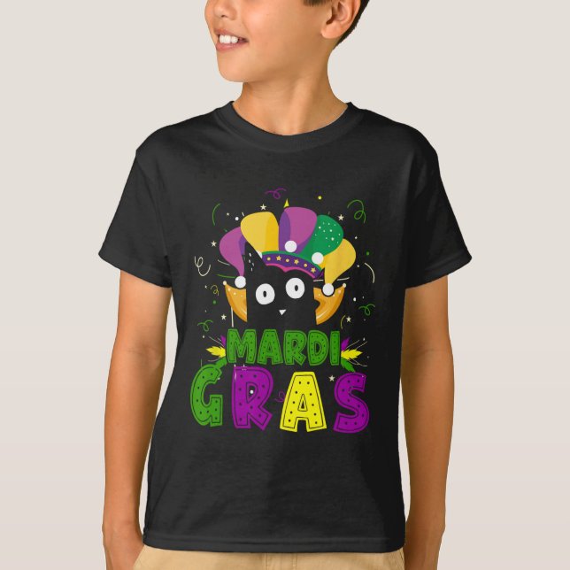 Mardi Gras Funny Black Cat Clown Cat Mardi T-Shirt (Vorderseite)