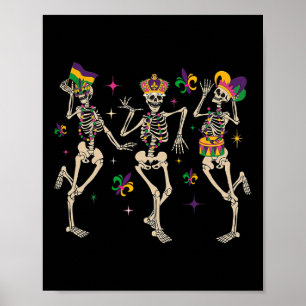 Mardi Gras Funny Skeletts Tanzkarneval Parade Poster