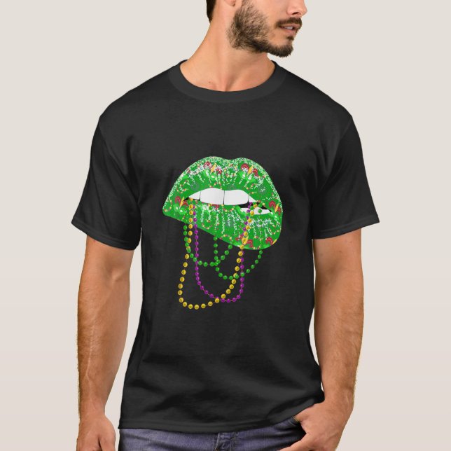 Mardi Gras für Frauen Lippen Kostüm für Karneval P T-Shirt (Vorderseite)