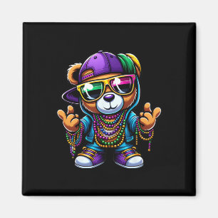 Mardi Gras für Jungen Mens Hüftpfropfen Bär New Or Magnet