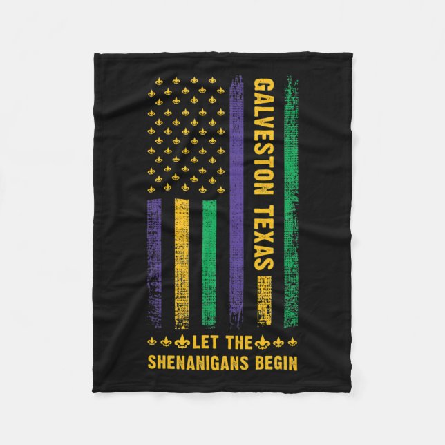 Mardi Gras Galveston Texas Fleur-de-lis American F Fleecedecke (Vorderseite)