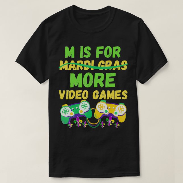 Mardi Gras Gamers Video Games Controller Son Kids  T-Shirt (Design vorne)