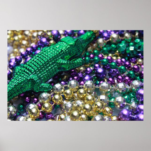 Mardi Gras Gator Beads Print Poster (Vorne)