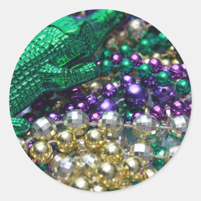 Mardi Gras Gator Beads Stickers (Vorderseite)