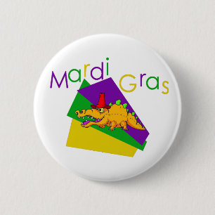 Mardi Gras Gator Button