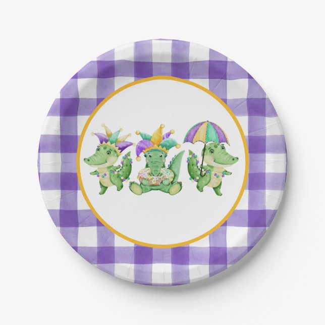 Mardi Gras Gator Party Paper Plate Pappteller (Vorderseite)