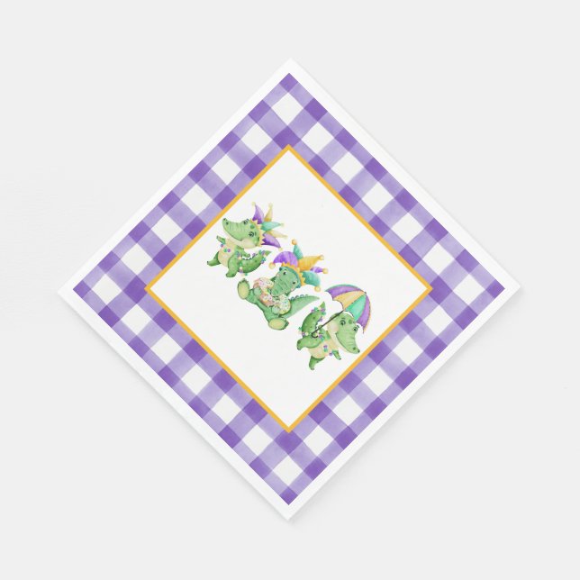Mardi Gras Gator Party Paper Serviette (Ecke)