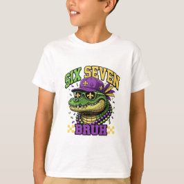 Mardi Gras Gator Six Seven Bruh Kids Carnival T-Shirt