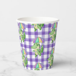 Mardi Gras Gator und Gingham Paper Cup Pappbecher