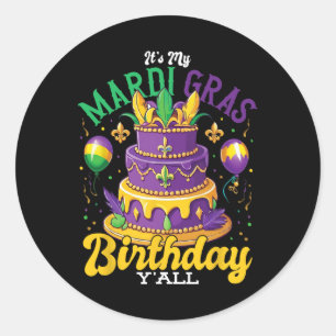 Mardi Gras Geburtstagsoutfit Es ist mein Mardi Gra Runder Aufkleber