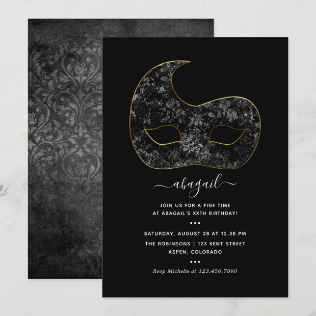 Mardi Gras Geburtstagsparty Einladung (Vorne/Hinten)