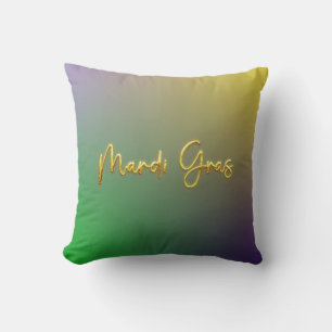 Mardi Gras Gelb, Lila, grün Kissen