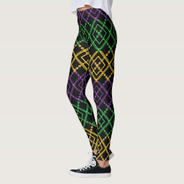 Mardi Gras Geometric Bead Strings Karneval Leggings