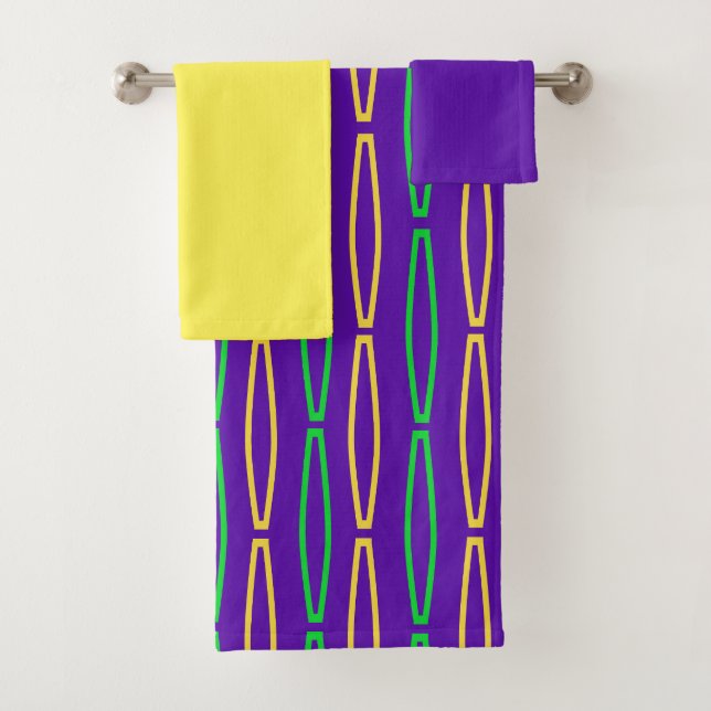 Mardi Gras Geometrisches Set für Badehandtuch (Insitu)