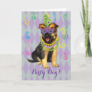 Mardi Gras German Shepherd Karte