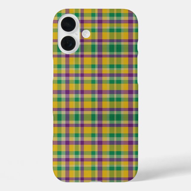 Mardi Gras Gingham gemustert Case-Mate iPhone Hülle (Rückseite)