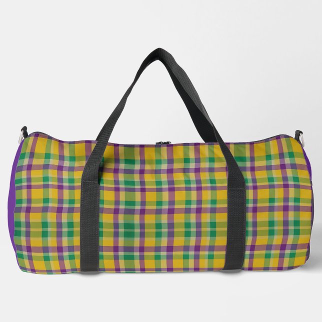 Mardi Gras Gingham gemustert Duffle Bag (Vorderseite)