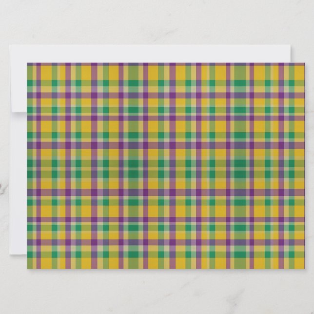 Mardi Gras Gingham gemustert Feiertagskarte (Vorderseite)