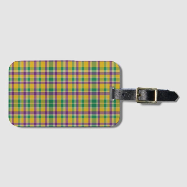 Mardi Gras Gingham gemustert Gepäckanhänger (Vorderseite (Horizontal))