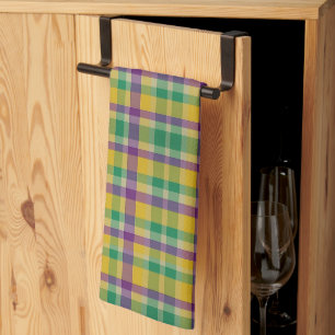 Mardi Gras Gingham gemustert Geschirrtuch