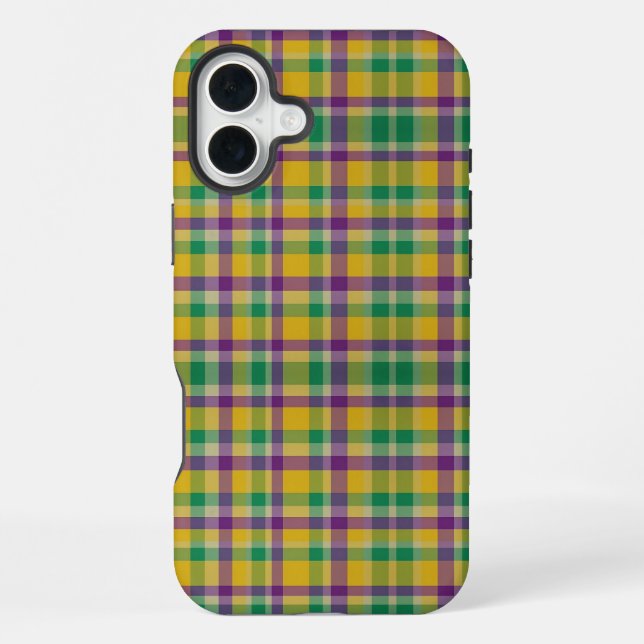 Mardi Gras Gingham gemustert iPhone Hülle (Rückseite)