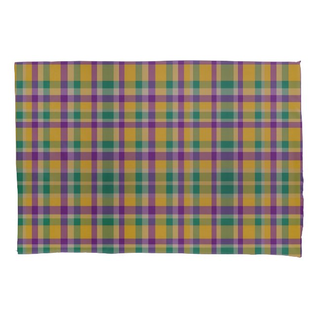 Mardi Gras Gingham gemustert Kissenbezug (Vorderseite)
