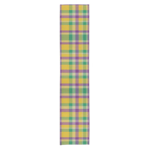 Mardi Gras Gingham gemustert Kurzer Tischläufer