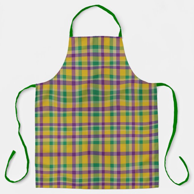 Mardi Gras Gingham gemustert Schürze (Vorderseite)