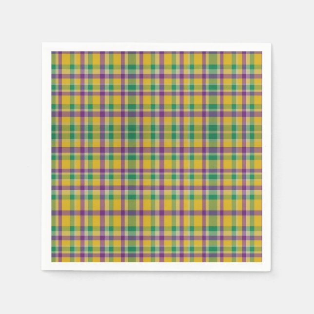 Mardi Gras Gingham gemustert Serviette (Vorderseite)