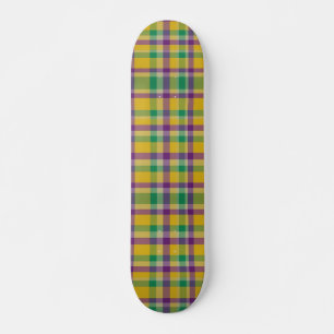 Mardi Gras Gingham gemustert Skateboard