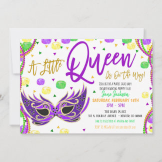 Mardi Gras Girl Baby Shower Einladung