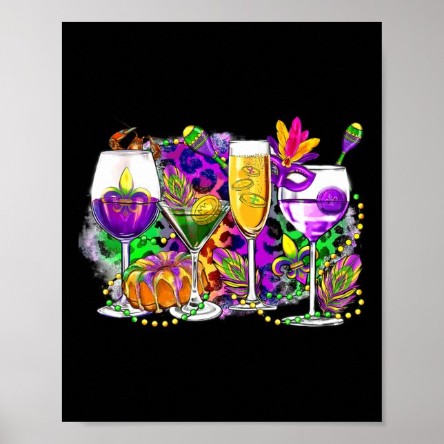 Mardi Gras Gl of Wine Poster (Vorne)
