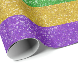 Mardi Gras Glitzer Horizontal Streifen Bling Geschenkpapier