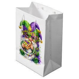 Mardi Gras-Gnom, der King Cake isst Mittlere Geschenktüte