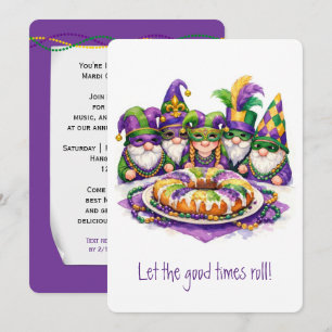 Mardi Gras-Gnom mit Königskuchen Einladung
