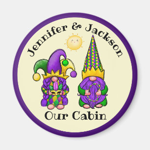 Mardi Gras Gnome Couple Cruise Door Marker Magnet