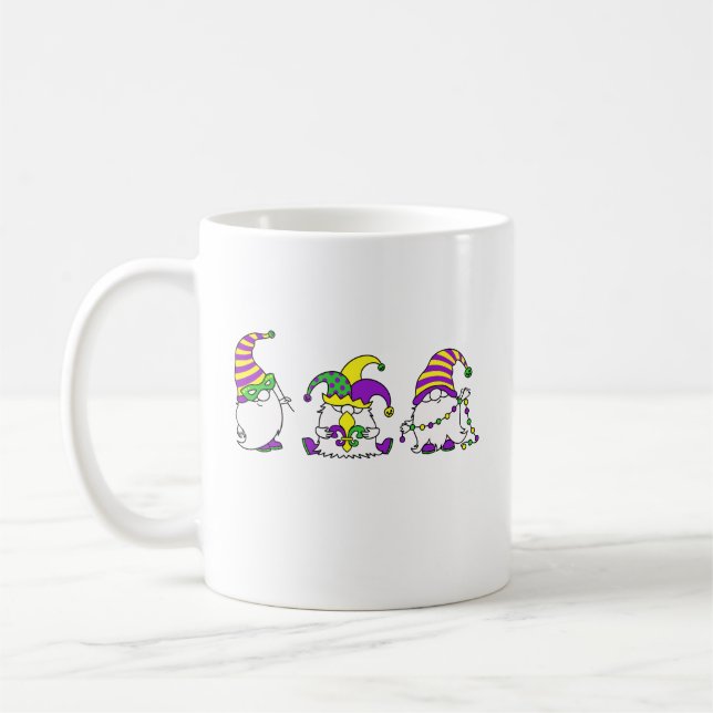 Mardi Gras Gnome Trio Cute Carnival Kaffeetasse (Links)