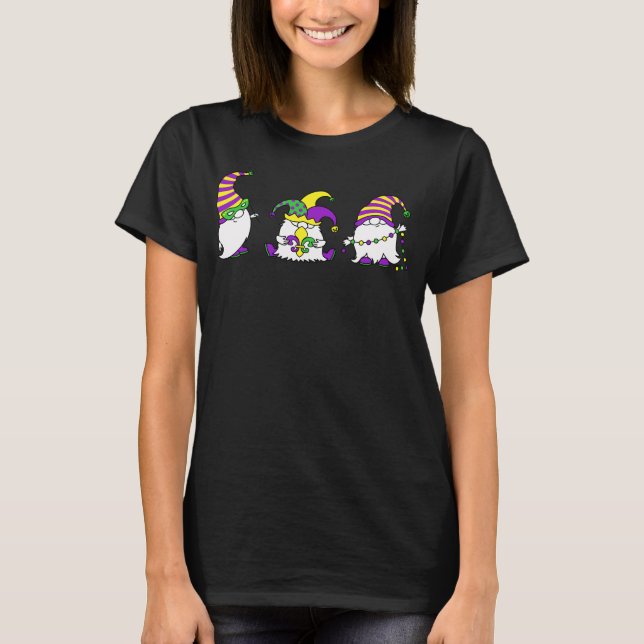 Mardi Gras Gnome Trio Cute Carnival T-Shirt (Vorderseite)