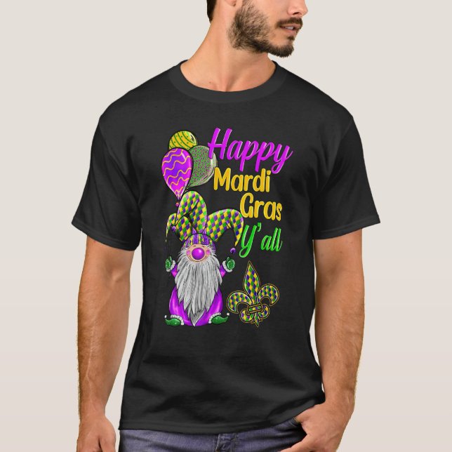Mardi Gras Gnomes Fleur De Lis Costume Carnaval Pa T-Shirt (Vorderseite)