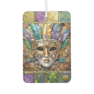 Mardi Gras Gold & Keramik Farbenfrohe Federn Maske Autolufterfrischer