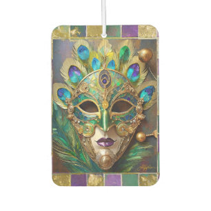 Mardi Gras Gold Keramik Peacock Feather Mask Autolufterfrischer