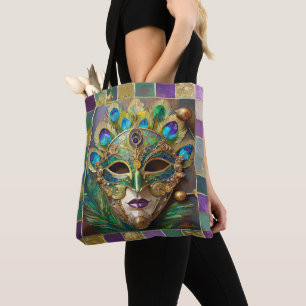 Mardi Gras Gold Keramik Pfauenfeder Maske