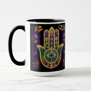 Mardi Gras Gold Lila Grüne Hamsas Art Tasse