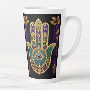 Mardi Gras Gold Lila Grüne Hamsas Kunst Milchtasse