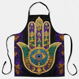 Mardi Gras Gold Lila Grüne Hamsas Kunst Schürze