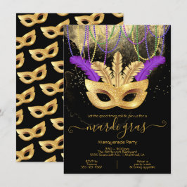 Mardi Gras Gold Masquerade Party Einladung