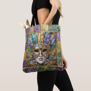 Mardi Gras Gold- und Keramik-bunte Feder-Maske