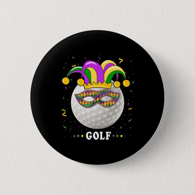 Mardi Gras Golf Costume Mardi Gras Jester Hat Golf Button (Vorderseite)
