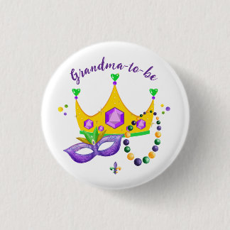 Mardi Gras Grandma-to-be Button